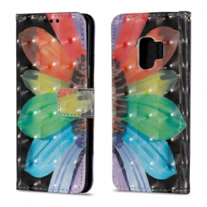 Læder Cover Samsung Galaxy S9 Malet Blomst