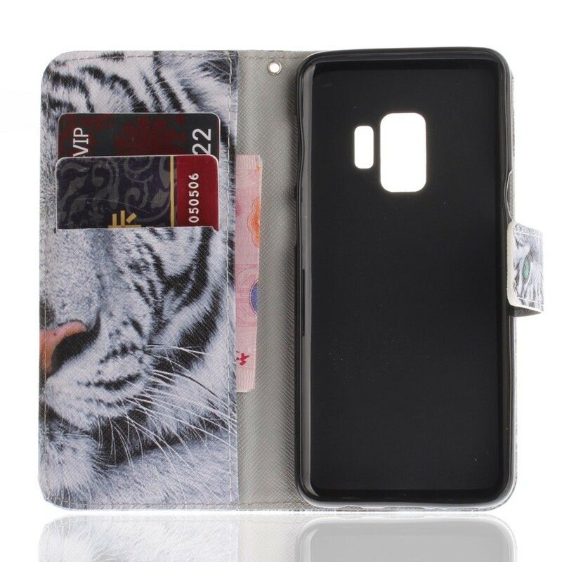 Læder Cover Samsung Galaxy S9 Tigeransigt