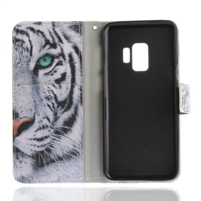 Læder Cover Samsung Galaxy S9 Tigeransigt