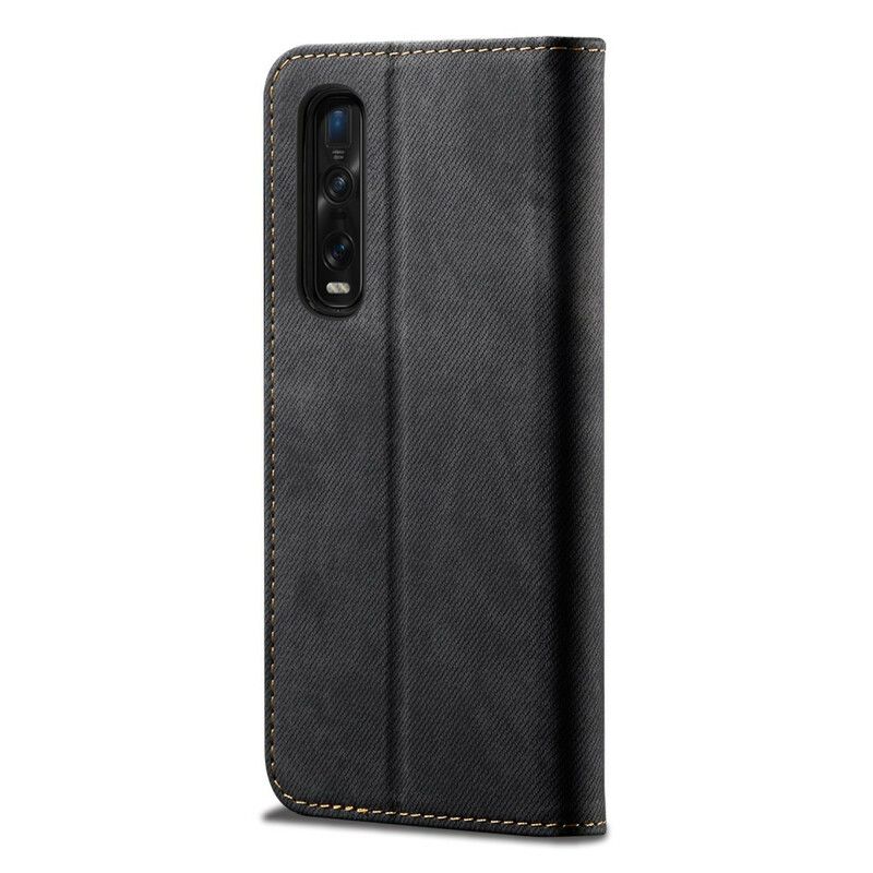 Cover Oppo Find X2 Pro Flip Cover Imiteret Læder Jeans Tekstur