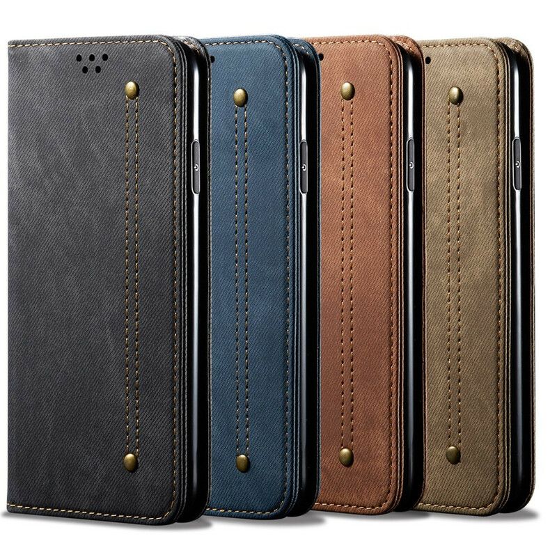 Cover Oppo Find X2 Pro Flip Cover Imiteret Læder Jeans Tekstur