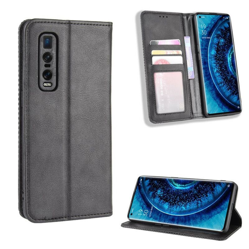 Cover Oppo Find X2 Pro Flip Cover Stylet Vintage Lædereffekt