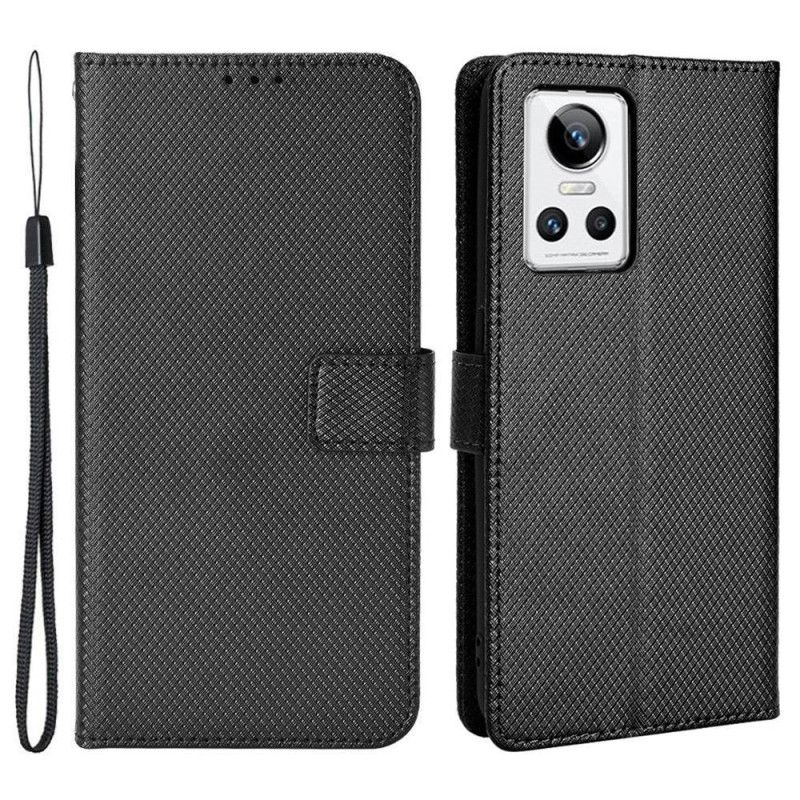 Flip Cover Realme GT Neo 3 Med Snor Strop Diamond Texture