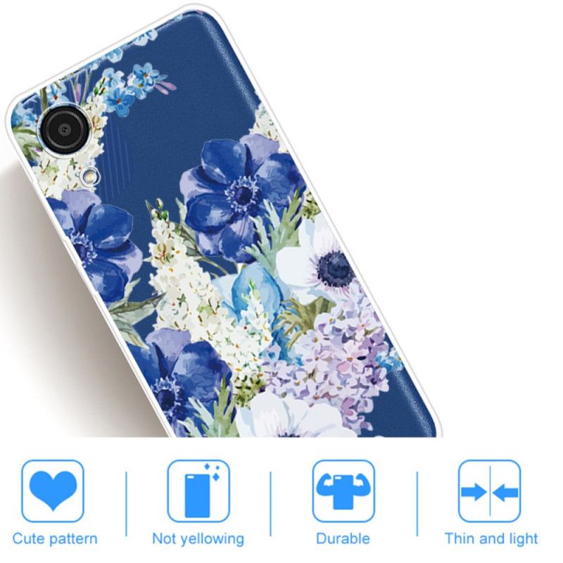 Cover Samsung Galaxy A03 Core Akvarel Blå Blomster