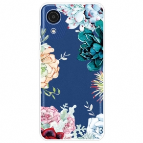 Cover Samsung Galaxy A03 Core Akvarel Blå Blomster Sømløs