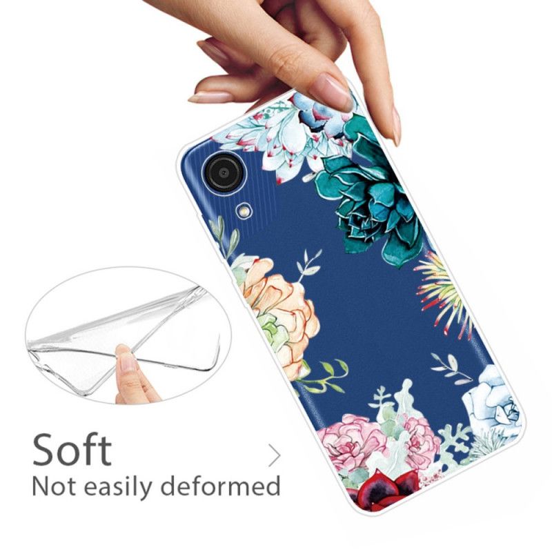 Cover Samsung Galaxy A03 Core Akvarel Blå Blomster Sømløs