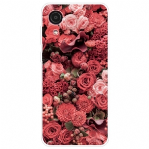 Cover Samsung Galaxy A03 Core Pink Blomster