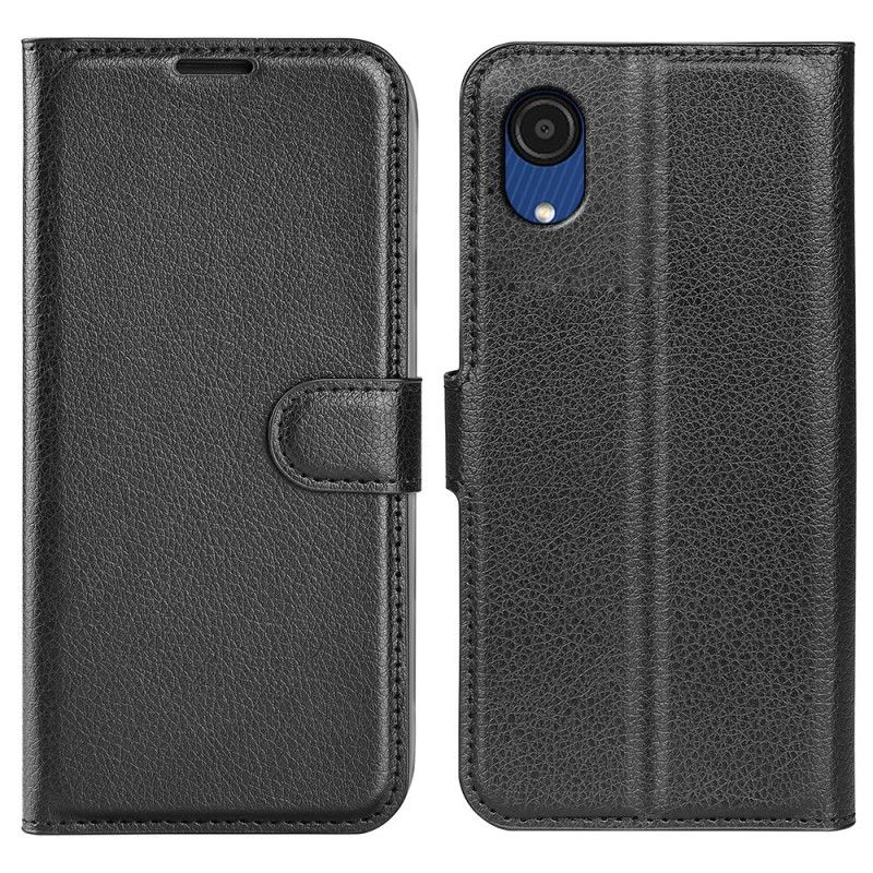 Flip Cover Samsung Galaxy A03 Core Klassisk Litchi-lædereffekt