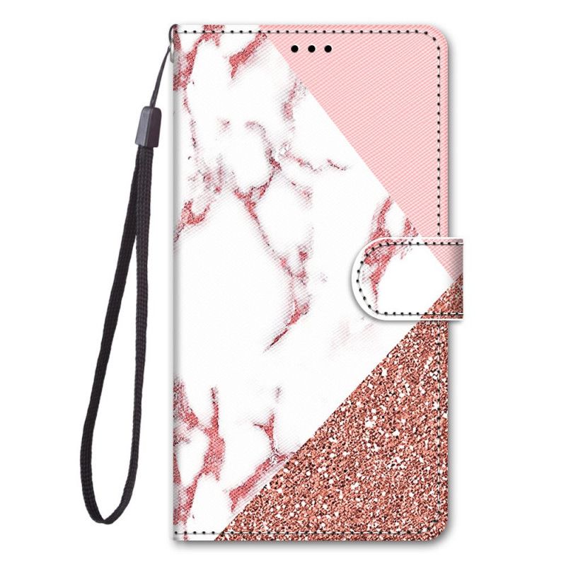 Flip Cover Samsung Galaxy A03 Core Marmor Og Glittertrekant