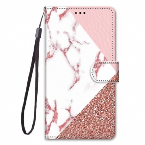 Flip Cover Samsung Galaxy A03 Core Marmor Og Glittertrekant