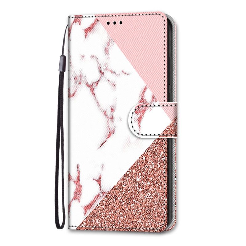 Flip Cover Samsung Galaxy A03 Core Marmor Og Glittertrekant