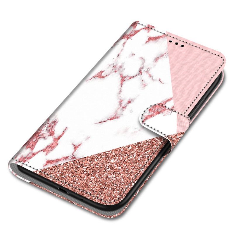 Flip Cover Samsung Galaxy A03 Core Marmor Og Glittertrekant