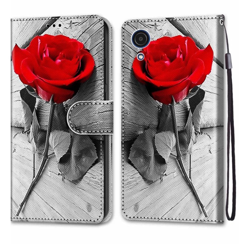 Flip Cover Samsung Galaxy A03 Core Med Snor Romantisk Strappy Rose