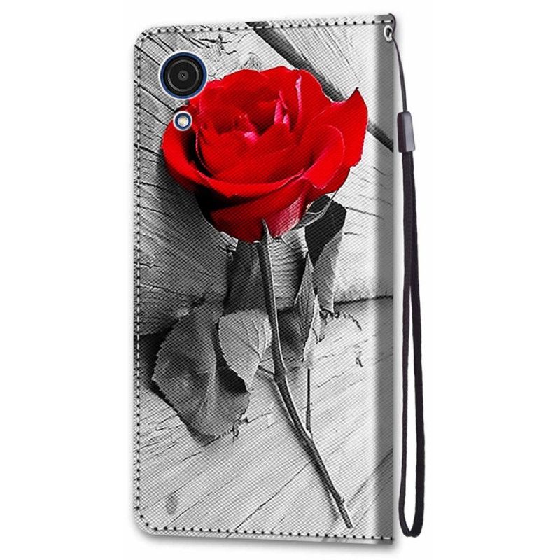 Flip Cover Samsung Galaxy A03 Core Med Snor Romantisk Strappy Rose