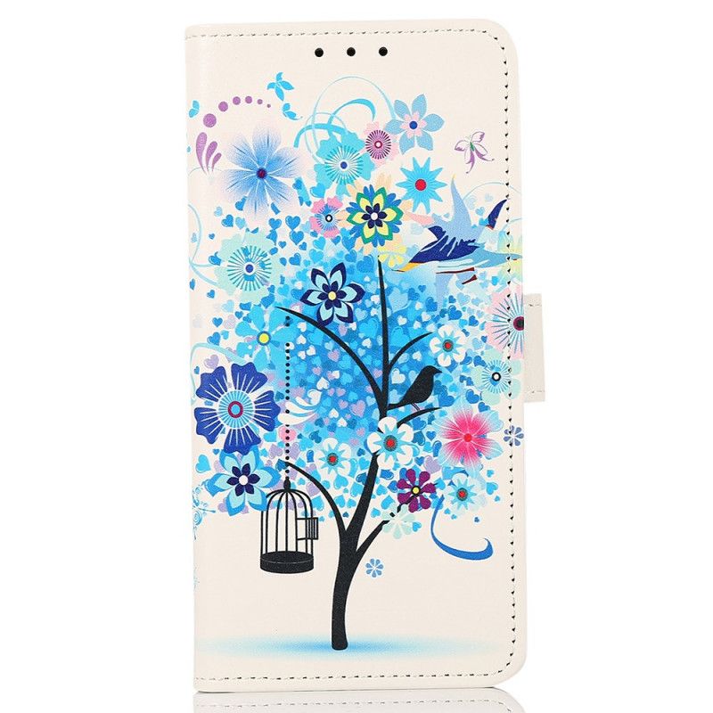 Læder Cover Samsung Galaxy A03 Core Blomstrende Træ