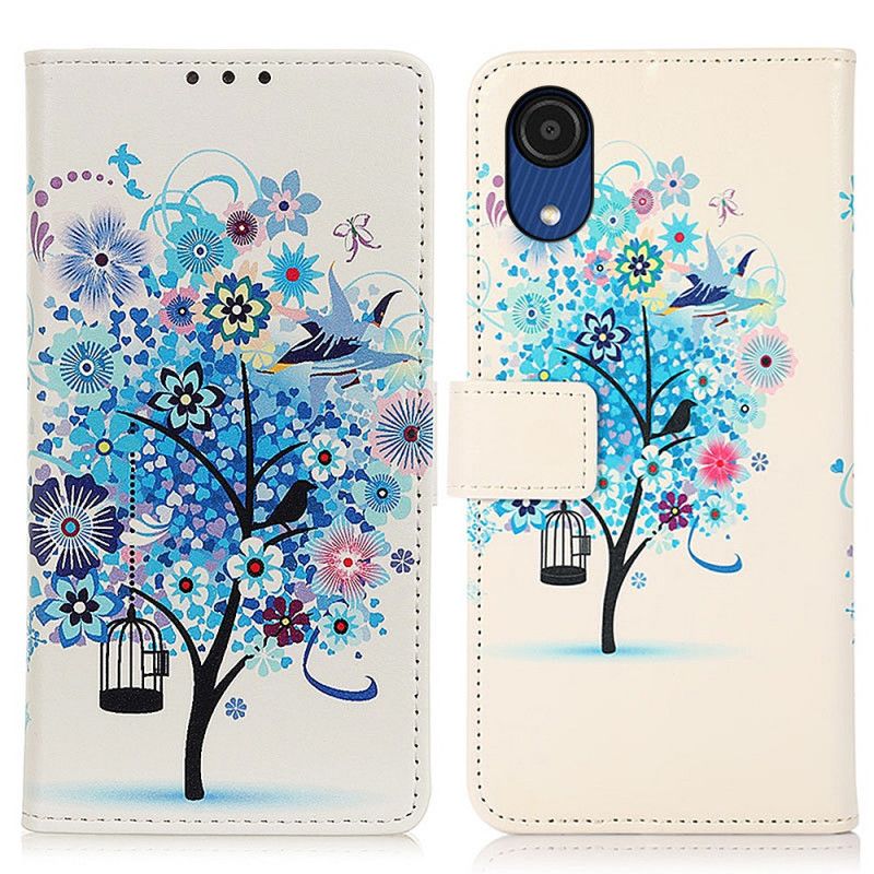 Læder Cover Samsung Galaxy A03 Core Blomstrende Træ