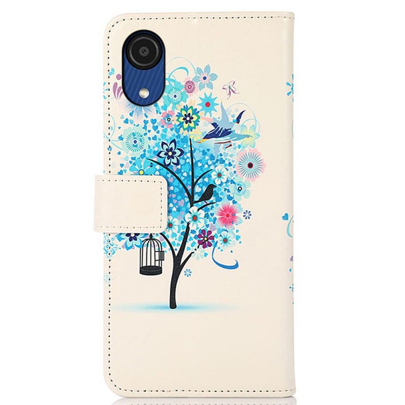 Læder Cover Samsung Galaxy A03 Core Blomstrende Træ