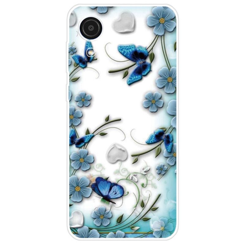 Mobilcover Samsung Galaxy A03 Core Retro Sommerfugle Og Blomster