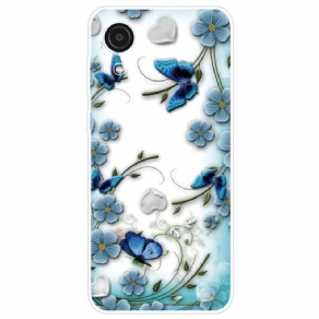 Mobilcover Samsung Galaxy A03 Core Retro Sommerfugle Og Blomster