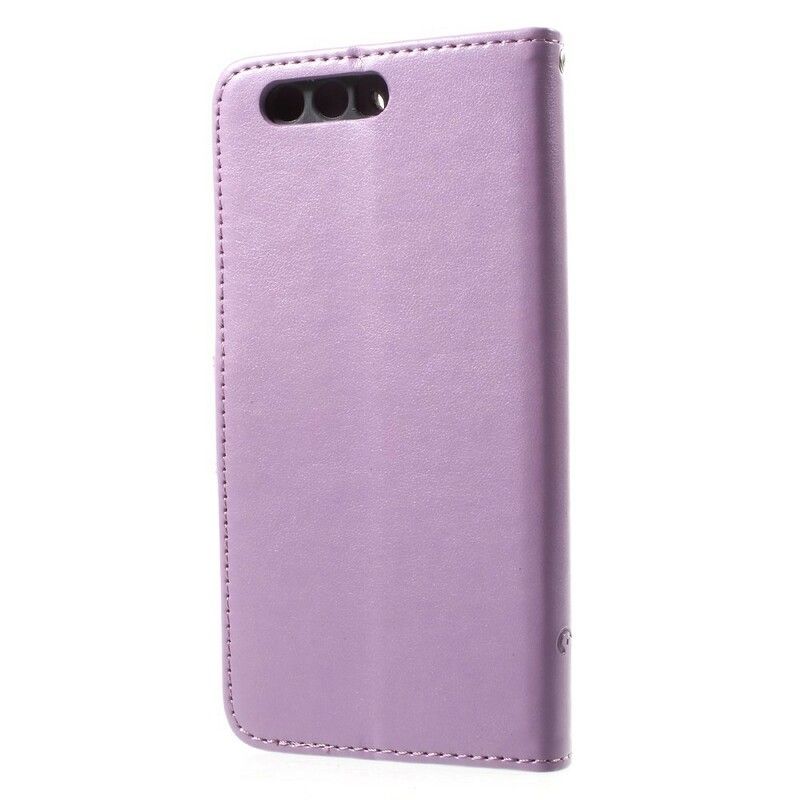 Flip Cover Honor 9 Med Snor Thong Sommerfugle Og Blomster