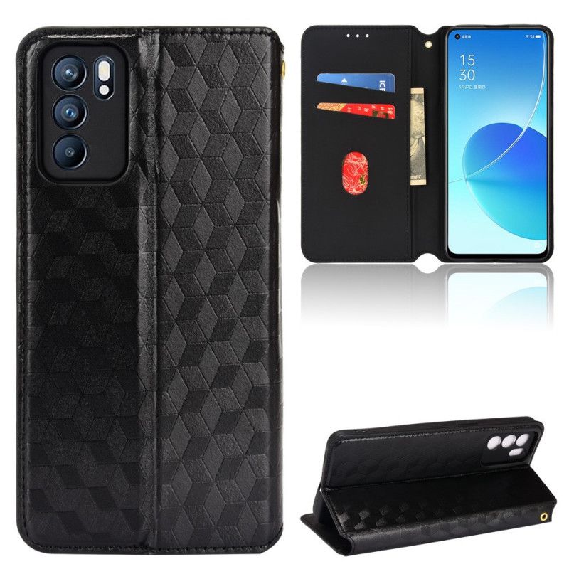 Cover Oppo Reno 6 5G Flip Cover 3d Diamantlædereffekt