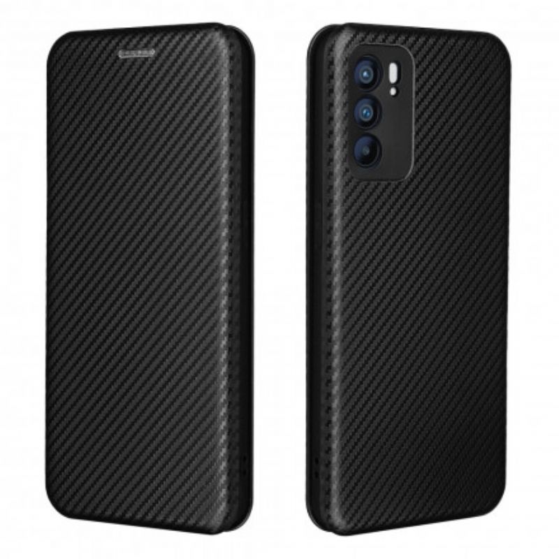 Cover Oppo Reno 6 5G Flip Cover Farvet Carbon Silikone