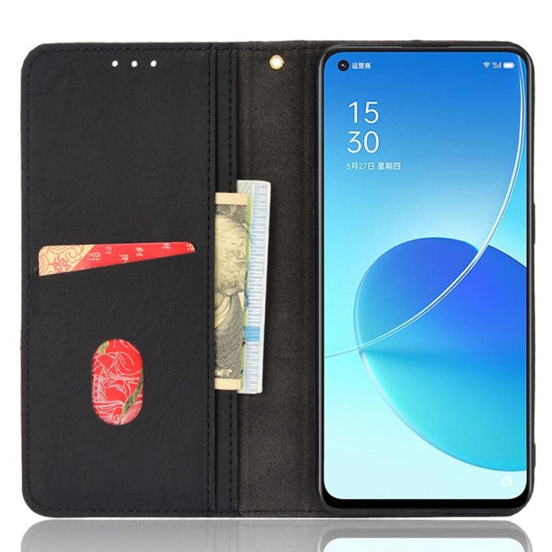 Cover Oppo Reno 6 5G Flip Cover Skrå Tofarvet Kunstlæder