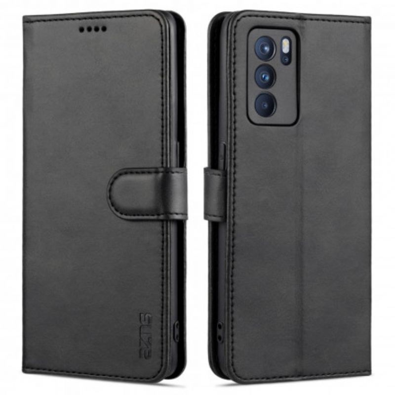 Flip Cover Oppo Reno 6 5G Azns Lædereffekt