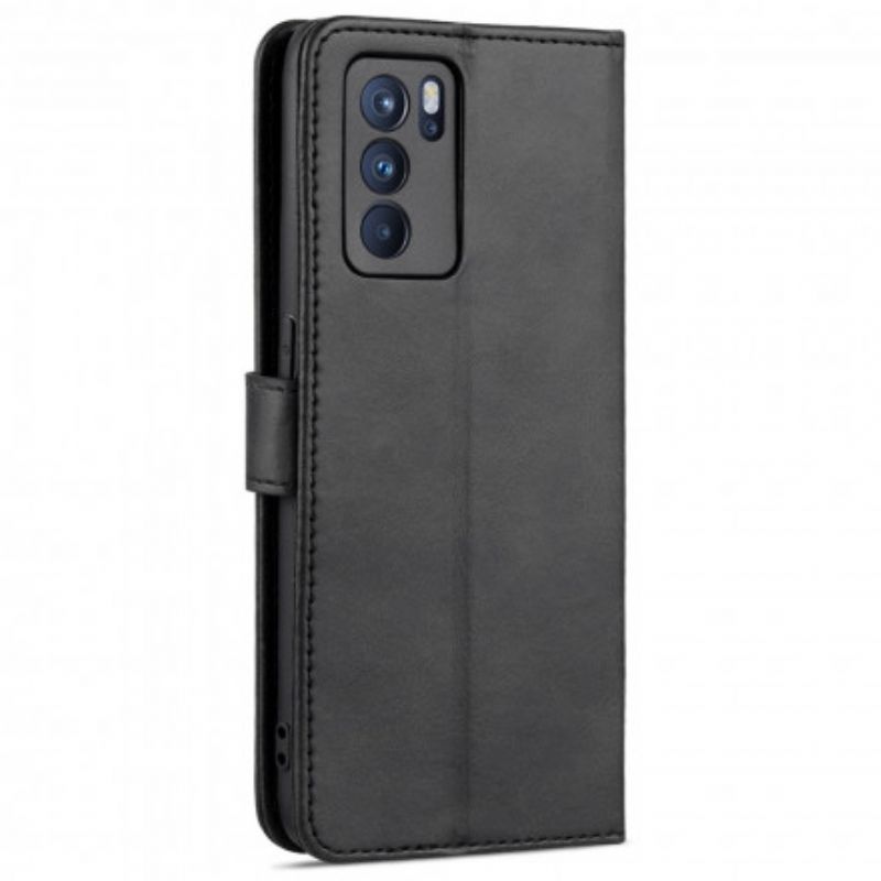 Flip Cover Oppo Reno 6 5G Azns Lædereffekt