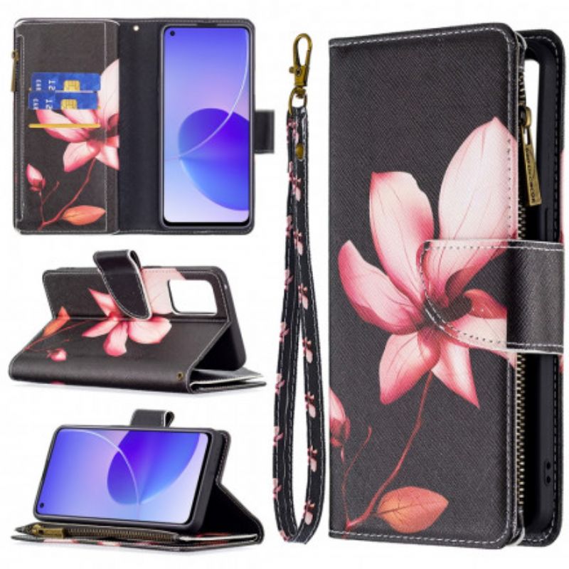 Flip Cover Oppo Reno 6 5G Blomsterlomme Med Lynlås