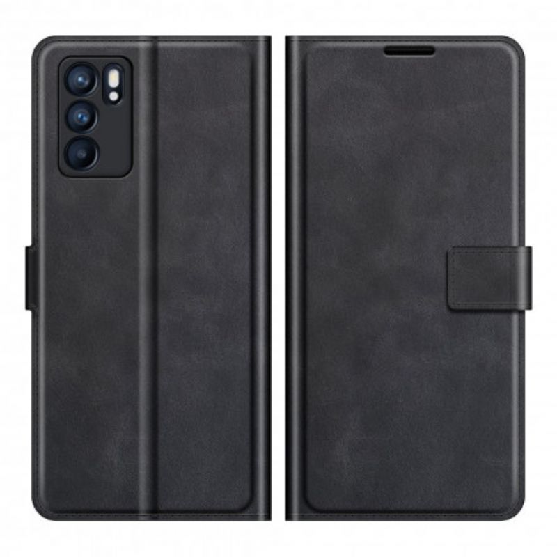 Flip Cover Oppo Reno 6 5G Ekstrem Slank Lædereffekt