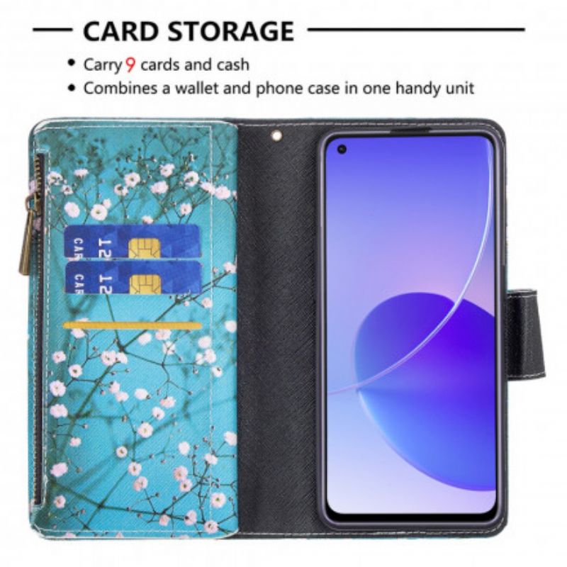 Flip Cover Oppo Reno 6 5G Lomme Med Lynlås I Træ