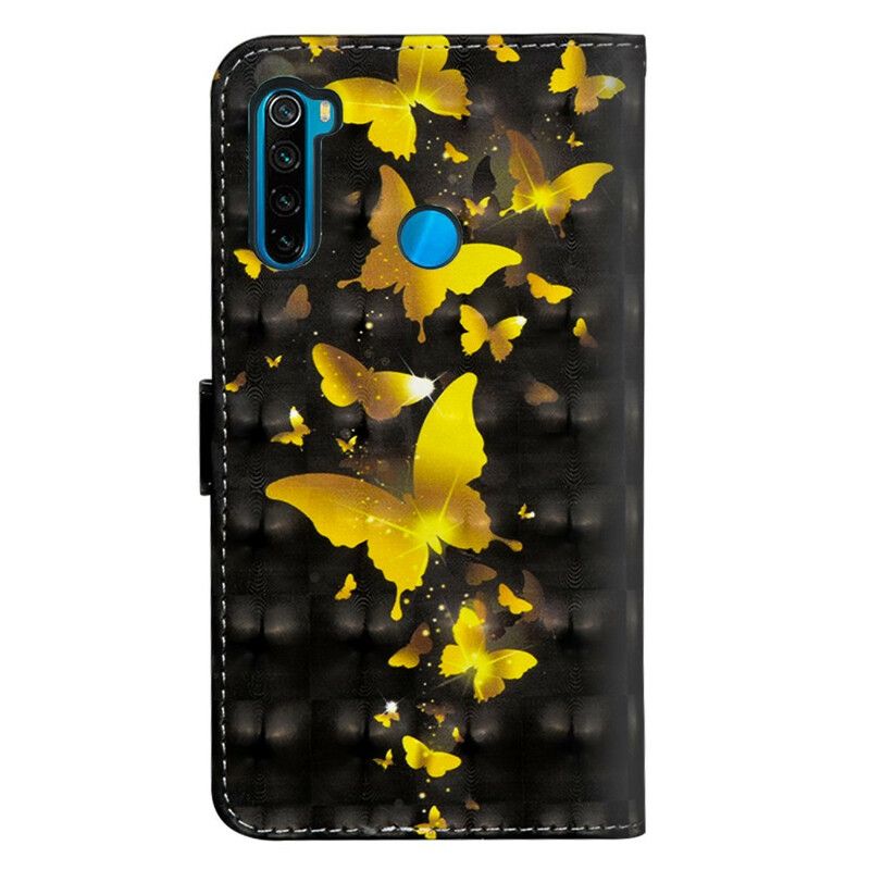 Flip Cover Xiaomi Redmi Note 8T Gule Sommerfugle