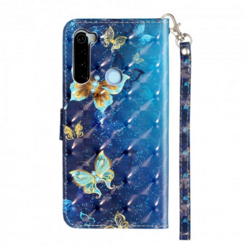 Flip Cover Xiaomi Redmi Note 8T Lette Pletsommerfugle Med Snor