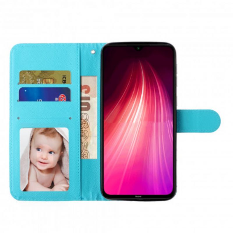 Flip Cover Xiaomi Redmi Note 8T Lette Pletsommerfugle Med Snor