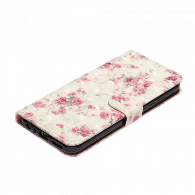 Flip Cover Xiaomi Redmi Note 8T Med Snor Blomster Lyspletter Med Rem