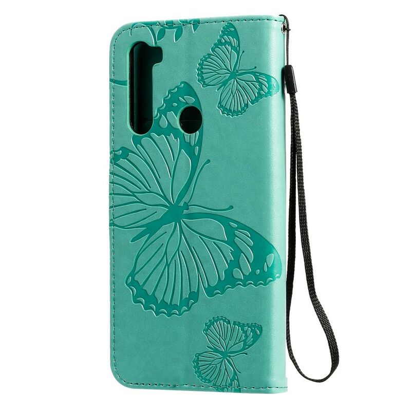 Flip Cover Xiaomi Redmi Note 8T Med Snor Kæmpe Strappy Sommerfugle