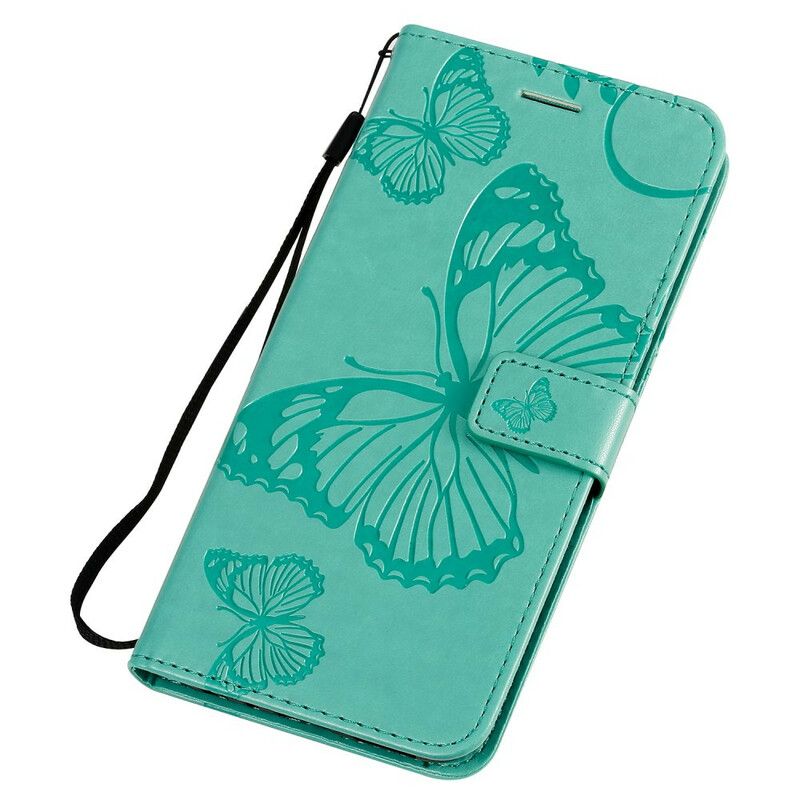 Flip Cover Xiaomi Redmi Note 8T Med Snor Kæmpe Strappy Sommerfugle