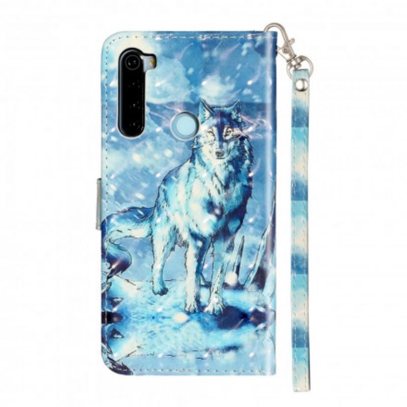 Flip Cover Xiaomi Redmi Note 8T Med Snor Wolf Light Strap Spotlights