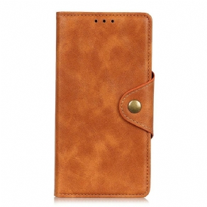 Flip Cover Xiaomi Redmi Note 8T Vintage Imiteret Læder Og Knap