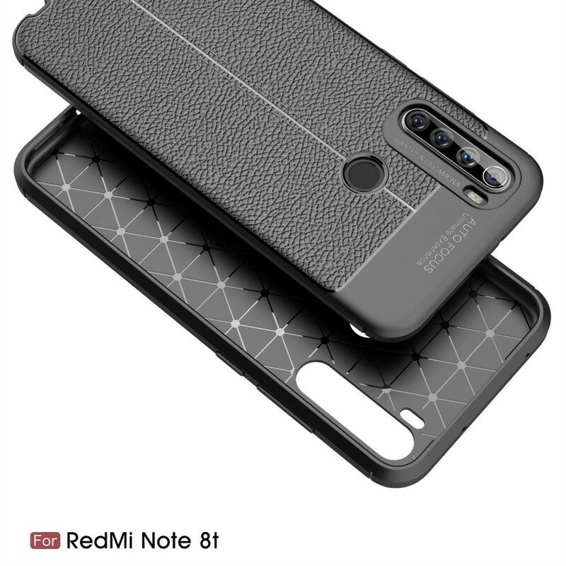 Mobilcover Xiaomi Redmi Note 8T Dobbelt Linje Litchi Læder Effekt