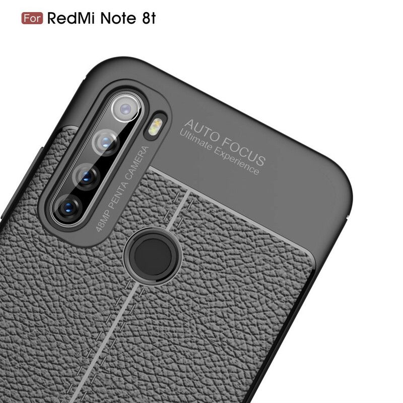 Mobilcover Xiaomi Redmi Note 8T Dobbelt Linje Litchi Læder Effekt