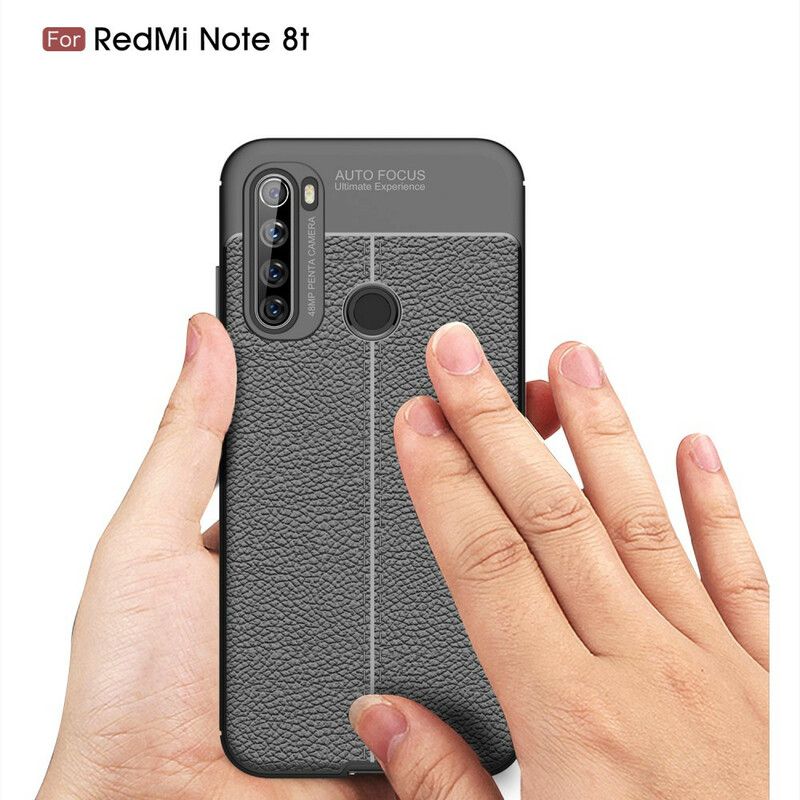 Mobilcover Xiaomi Redmi Note 8T Dobbelt Linje Litchi Læder Effekt