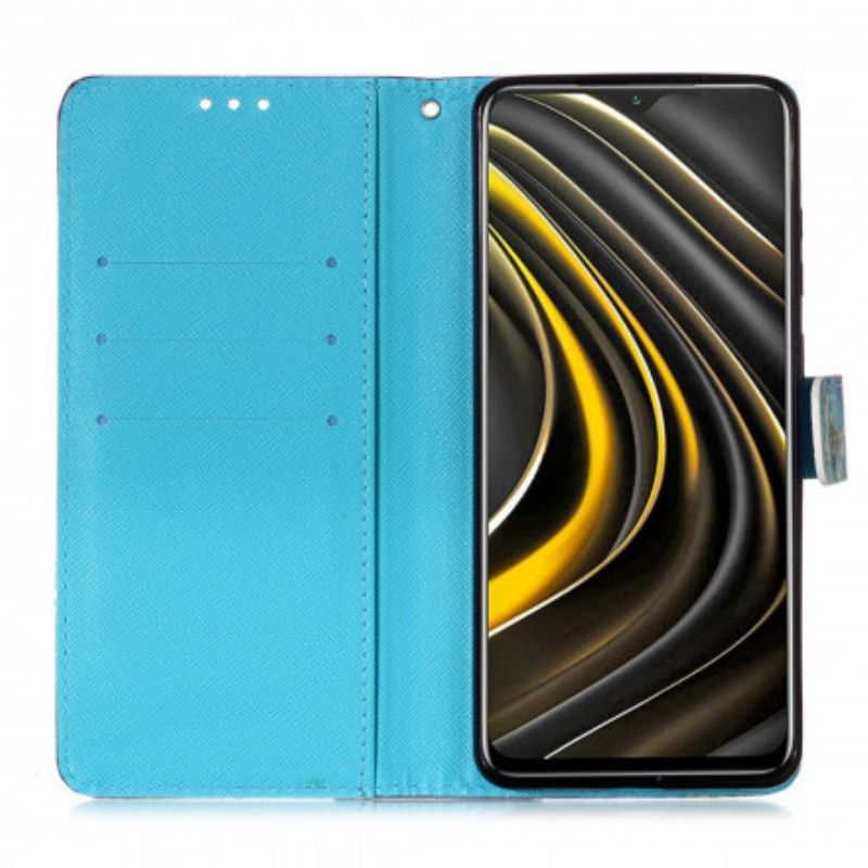 Flip Cover Poco M3 Gyldne Sommerfugle