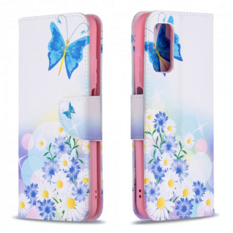 Flip Cover Poco M3 Malede Sommerfugle Og Blomster