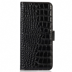 Læder Cover Realme GT2 Pro Ægte Rfid Crocodile Style Læder