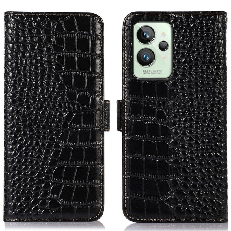 Læder Cover Realme GT2 Pro Ægte Rfid Crocodile Style Læder