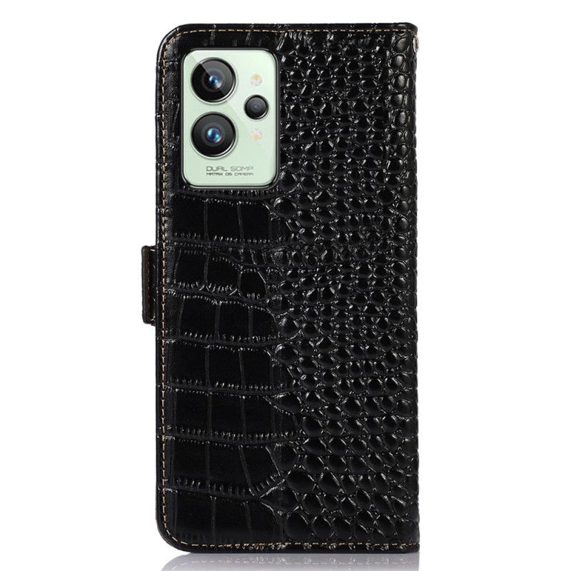 Læder Cover Realme GT2 Pro Ægte Rfid Crocodile Style Læder