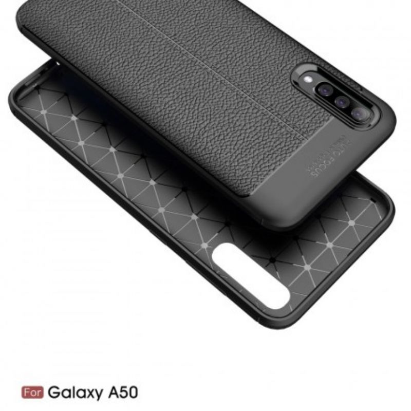 Cover Samsung Galaxy A50 Dobbelt Linje Litchi Lædereffekt