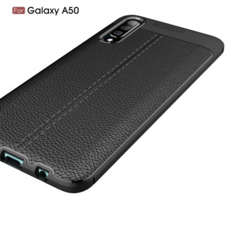 Cover Samsung Galaxy A50 Dobbelt Linje Litchi Lædereffekt